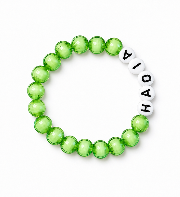 Customized Name Beads Bracelet - Personalized Green Letters Bracelet