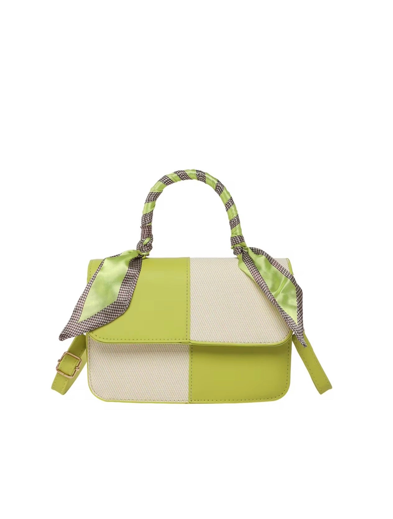 Green Elegance Scarf Handle Handbag