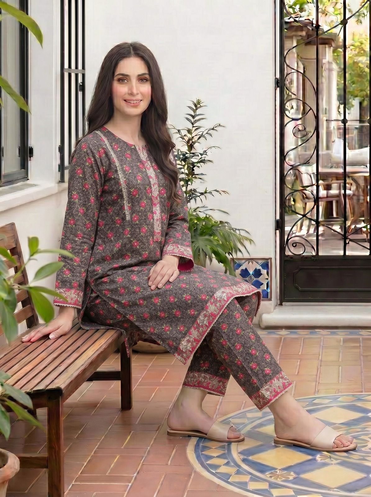 Printed Lawn 2 Piece – Pink Contrast Border Collection