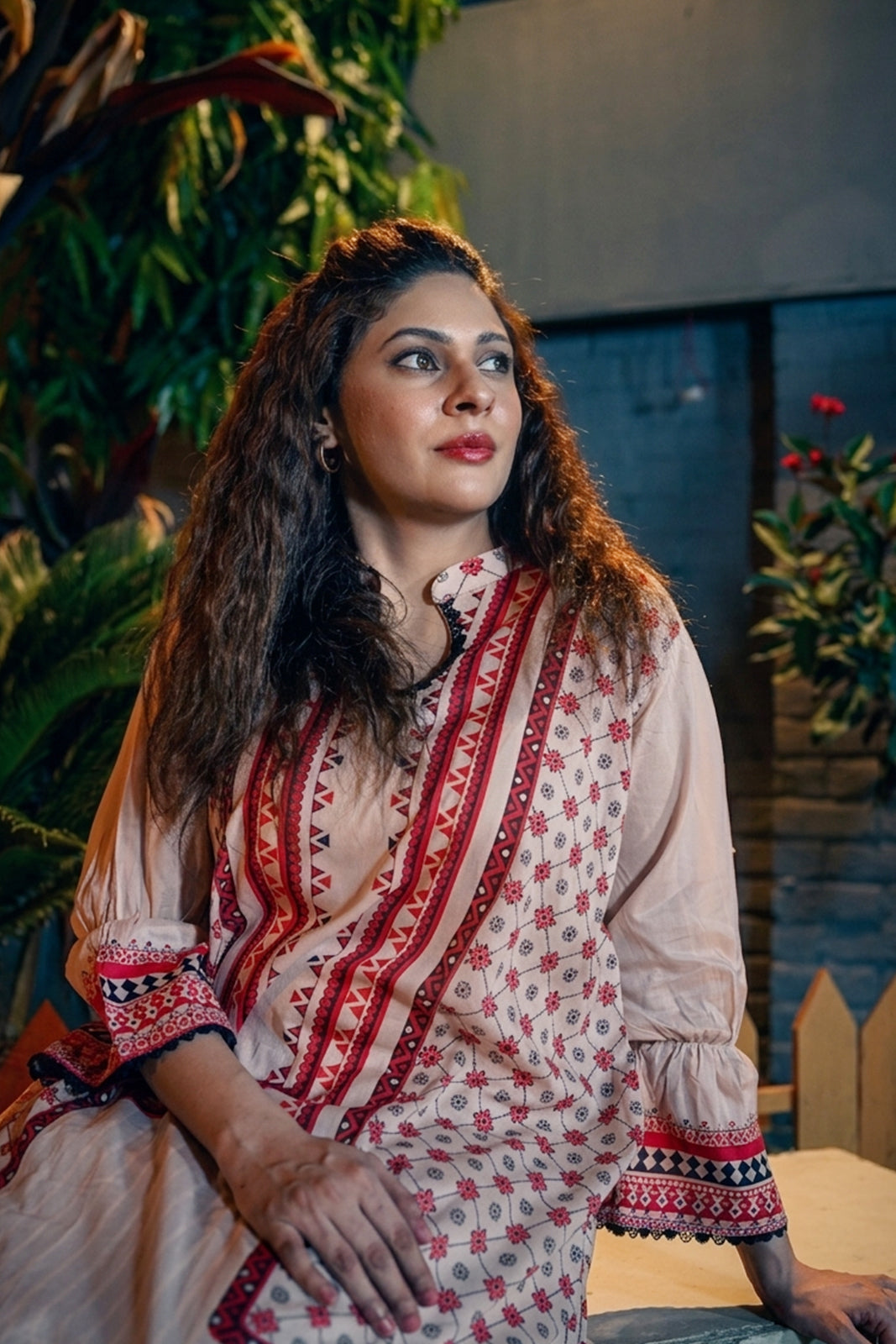 Red & Black Digital Printed Lawn 3-Piece Ready to Wear Suit