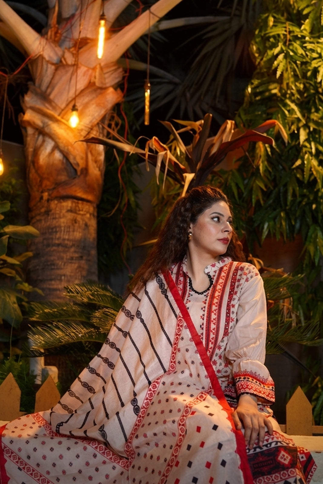 Red & Black Digital Printed Lawn 3-Piece Ready to Wear Suit