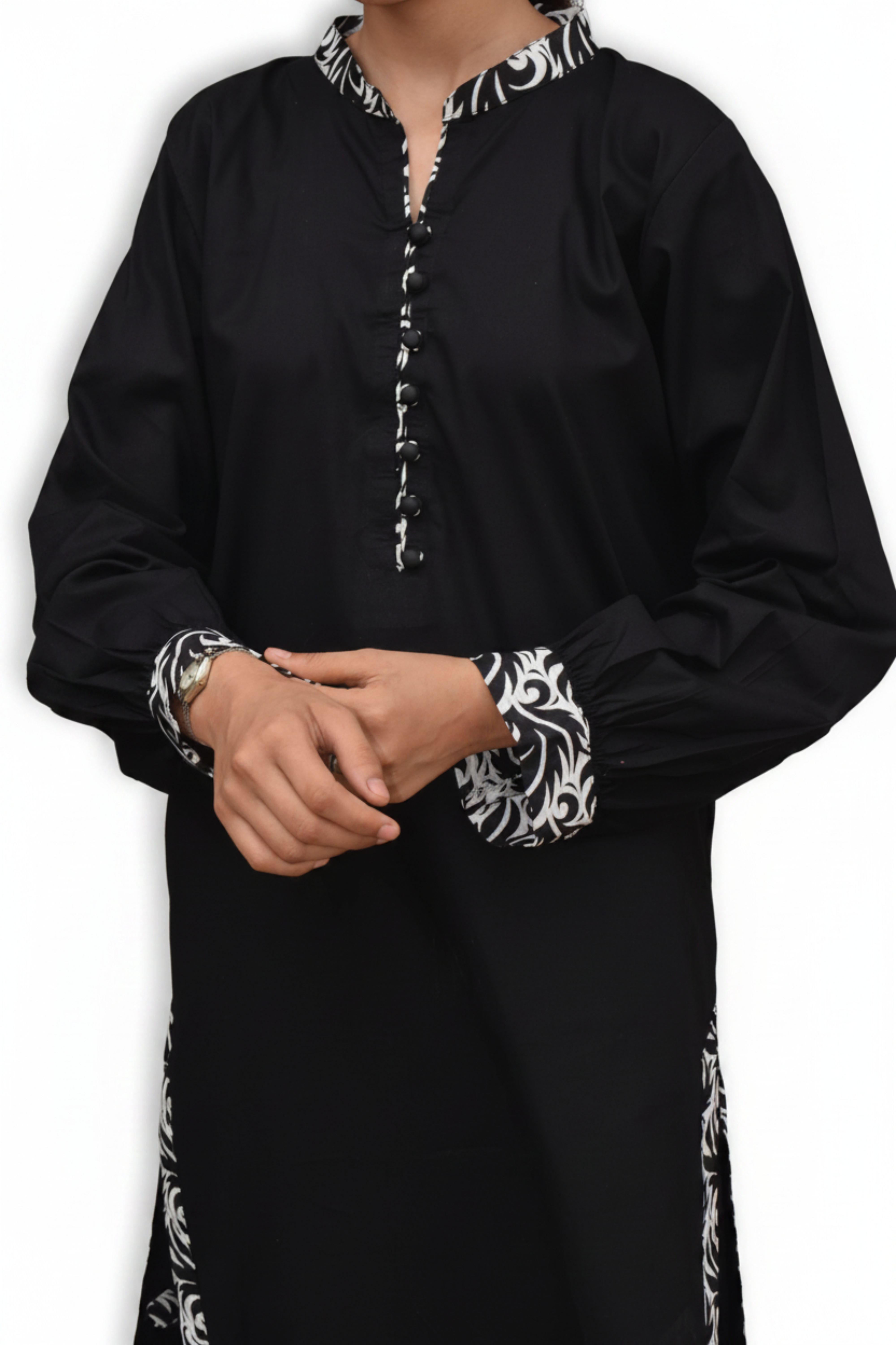 Midnight Black Minimalist Printed Co-Ord Set