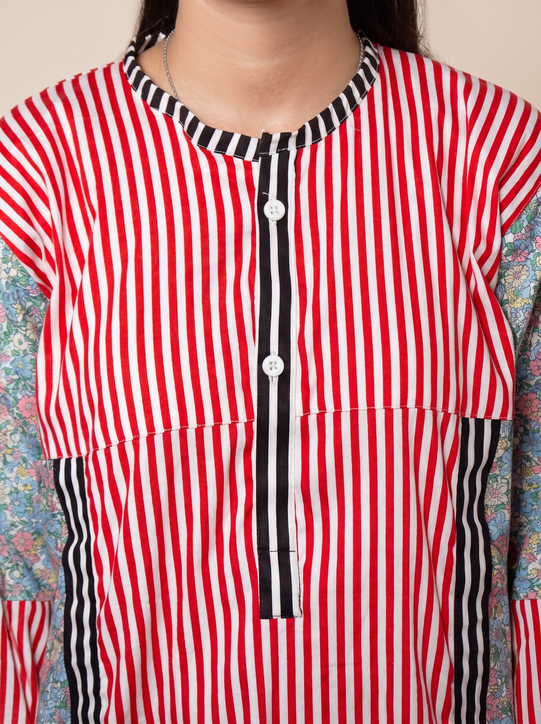 Red Striped Printed 2Pc