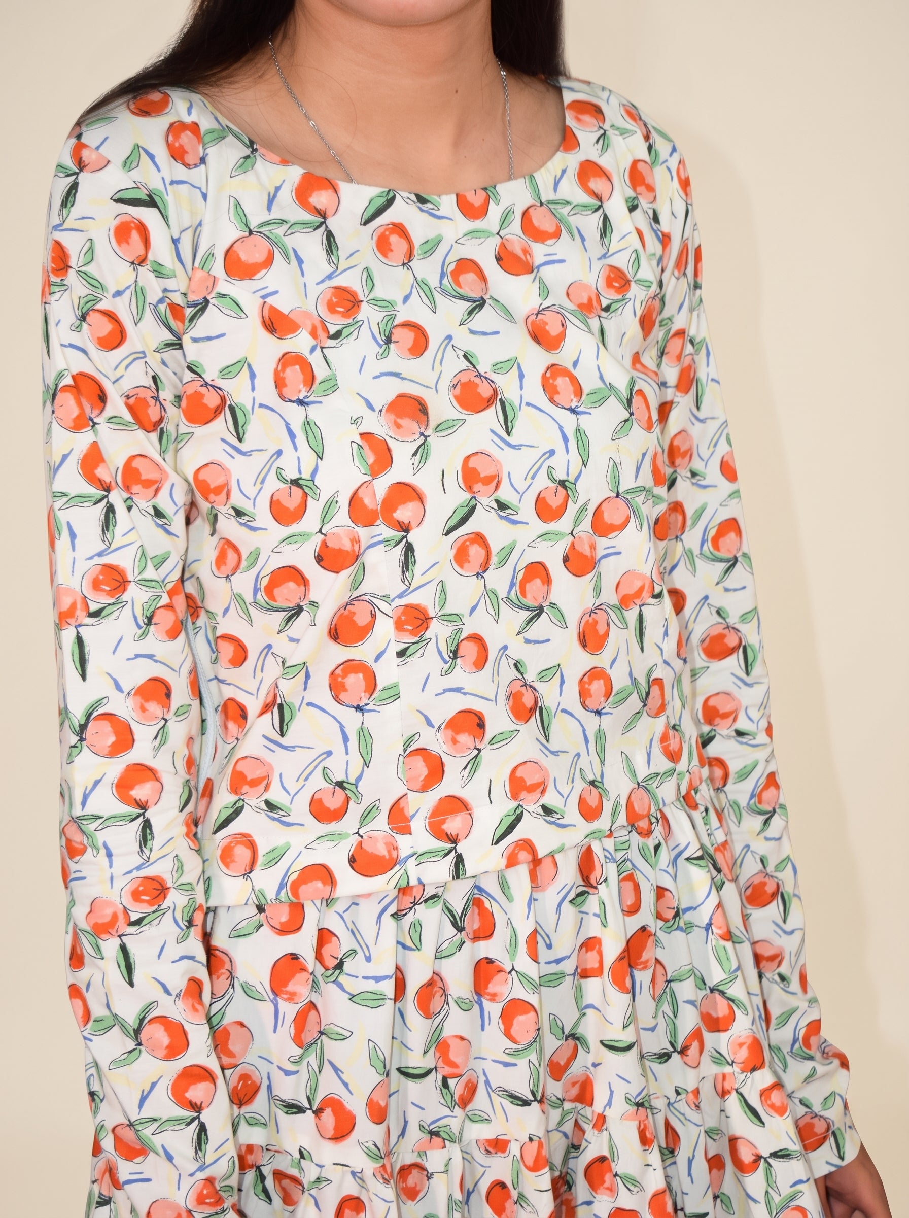 Fruit Print Shirt and Tiered shirt Skirt Set