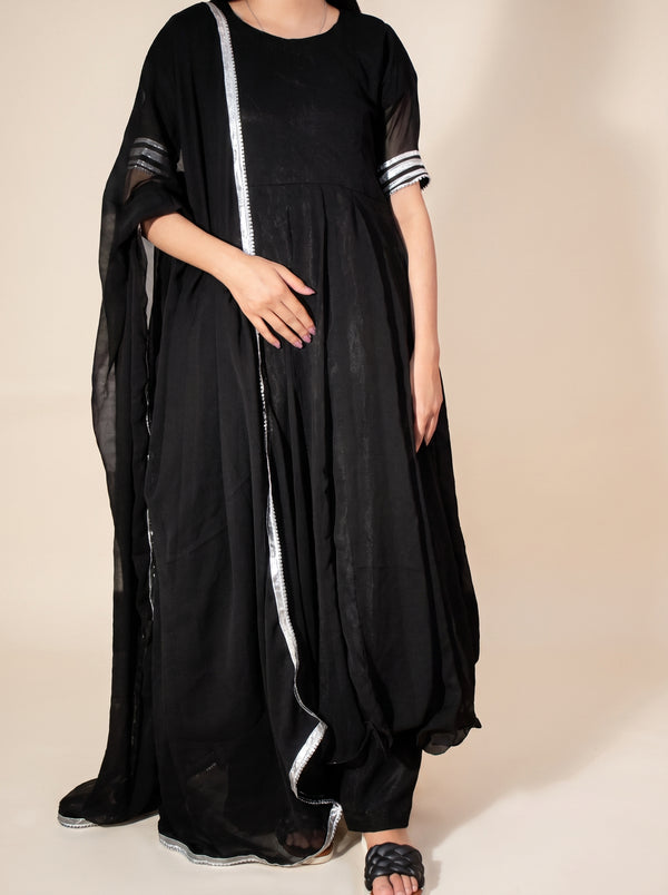 Elegant Black Chiffon Co-ord Set