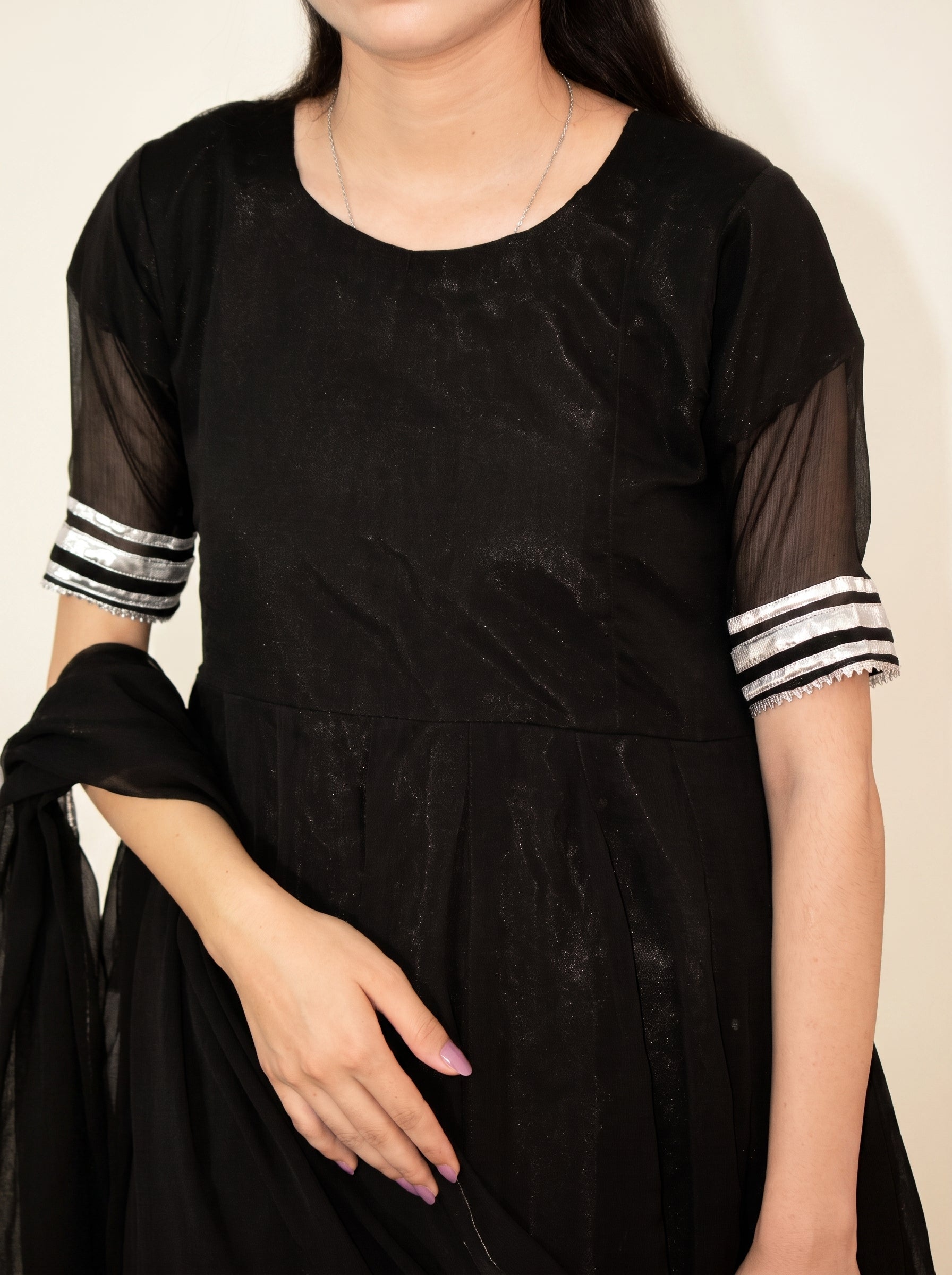 Elegant Black Chiffon Co-ord Set