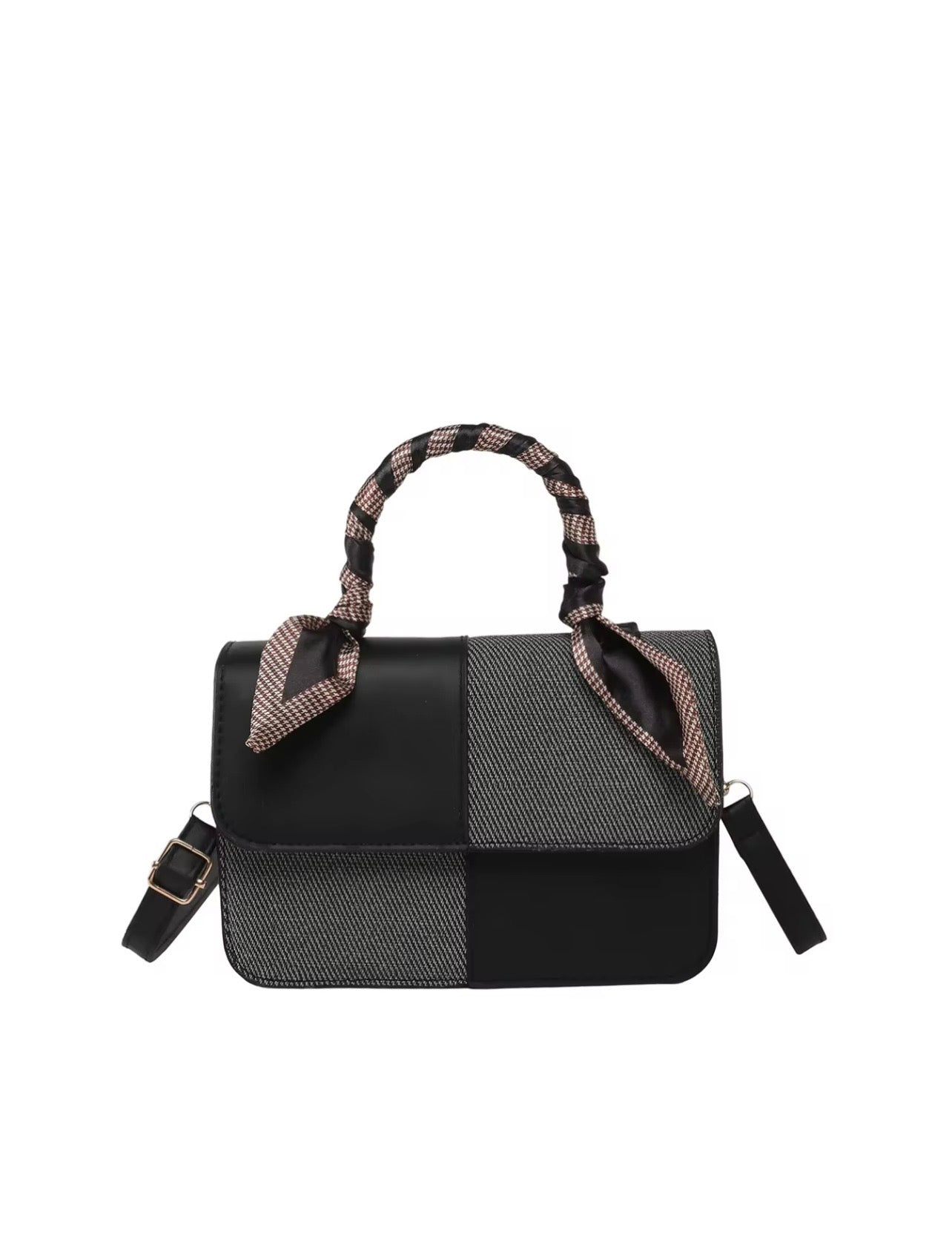 Black Elegance Scarf Handle Handbag