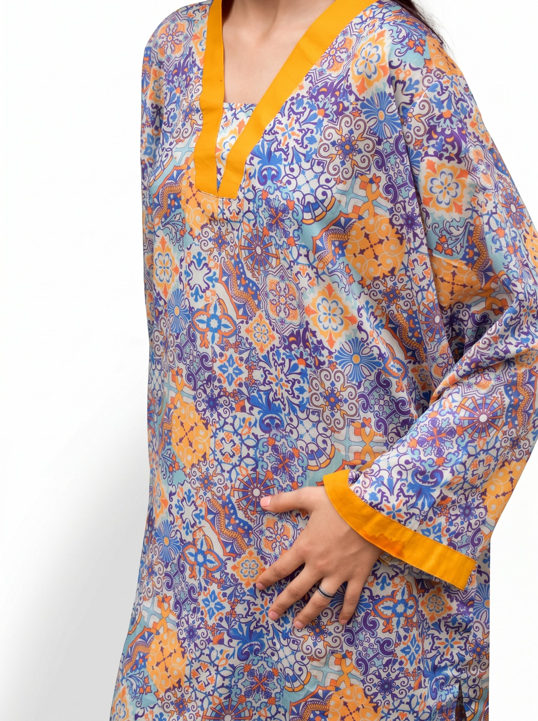 Printed Lawn 2 Piece – Mustard Border Detail Summer Collection
