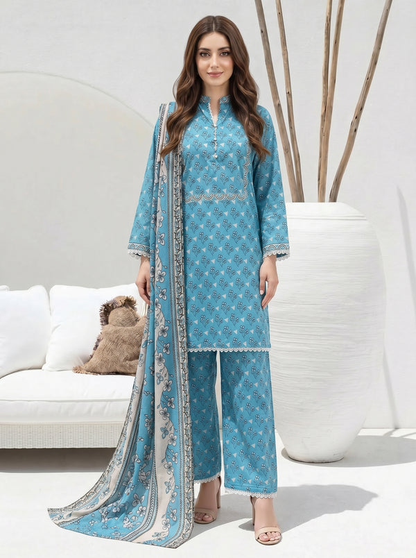 Teal Blue Floral Block By ZESH