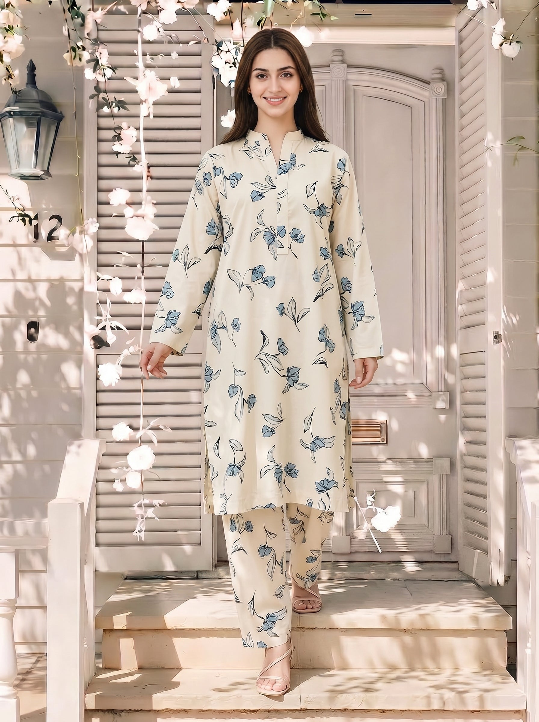 Cream & Blue Botanical Floral By SAYYA