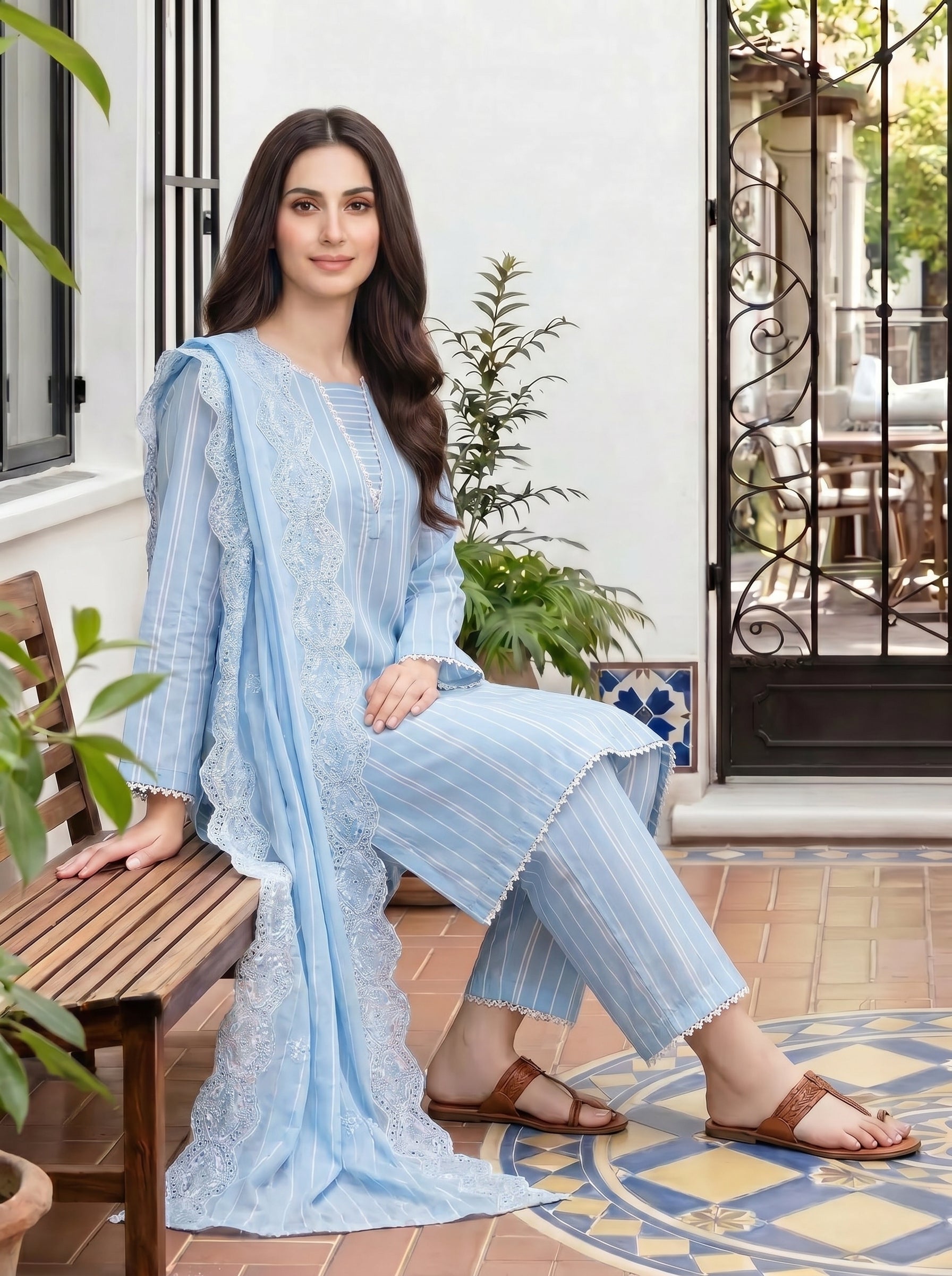 Sky Blue Striped By REGALIA