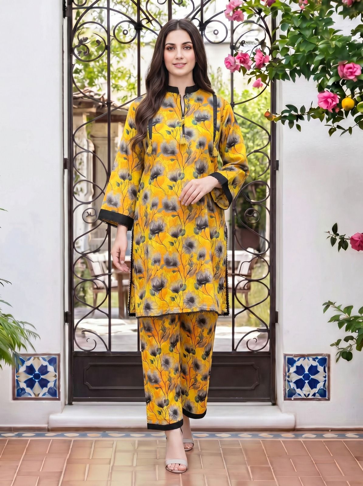 Yellow Hand Block Printed Lawn 2 Piece – Premium Summer Collection