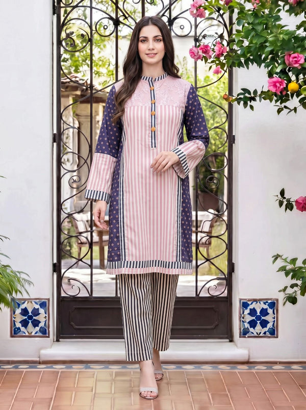 Printed 2 Piece Coord Set – Striped & Floral Fusion Collection